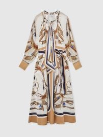 Buy Reiss IvoryNeutral Ellie Foulard-Print Tie-Neck Midi Dress from Next USA at Next
