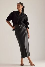 By Anthropologie Belted Faux Leather Skirt at Anthropologie