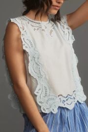 By Anthropologie Cutwork Lace Hanky Blouse at Anthropologie