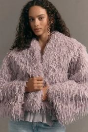 By Anthropologie Faux Feather Fuzzy Crop Jacket at Anthropologie