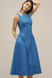 By Anthropologie High Neck Seamed Midi Dress at Anthropologie