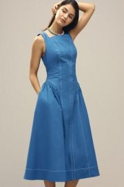By Anthropologie High Neck Seamed Midi Dress at Anthropologie