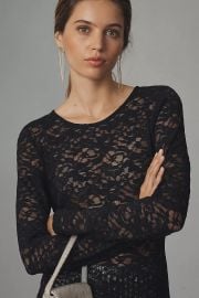 By Anthropologie Long Sleeve Lace Crew Neck Top at Anthropologie