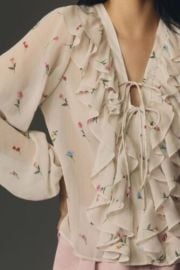 By Anthropologie Long Sleeve Ruffled Blouse at Anthropologie