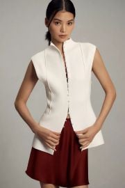 By Anthropologie Mock Neck Sleeveless Cardigan Sweater at Anthropologie
