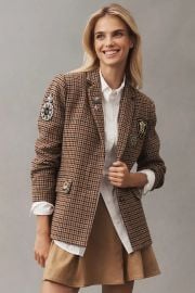 By Anthropologie Patches Houndstooth Blazer at Anthropologie