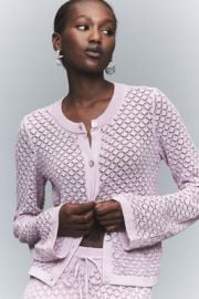 By Anthropologie Pointelle Crew Neck Cardigan Sweater at Anthropologie