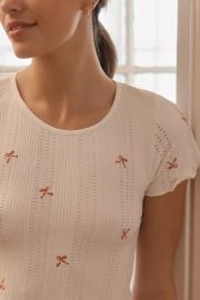 By Anthropologie Seamless Pointelle Babydoll Tee at Anthropologie