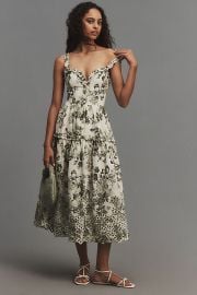 By Anthropologie Sleeveless Sweetheart A Line Midi Dress at Anthropologie