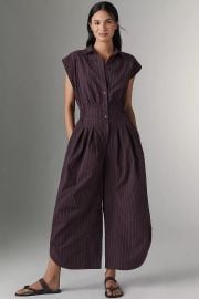 By Anthropologie Striped Shirting Parachute Jumpsuit at Anthropologie