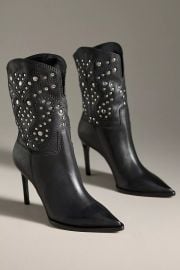 By Anthropologie Studded High Heel Western Ankle Boots at Anthropologie