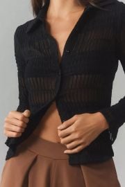 By Anthropologie Textured Collared Buttondown Top at Anthropologie