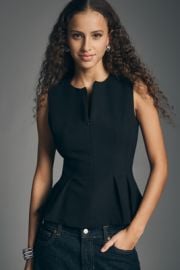 By Anthropologie Zip Front Waisted Peplum Top at Anthropologie