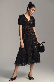 By Puff-Sleeve Lace Dress at Anthropologie