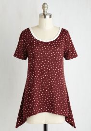 By and Lodge Top in Burgundy Dots at ModCloth