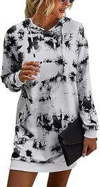 Byvheh Tie Dye Long Sleeve O-Neck Mini Dress Women39s Long Sleeve T Shirt Dress Tie-dye Tank Mini Dress at Womens Clothing store at Amazon