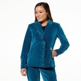 C Wonder by Christian Siriano Casual Velvet Ruffle Blazer - 23317025 HSN at HSN