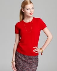 C by Bloomingdaleand039s Cashmere Short Sleeve Shell in red at Bloomingdales