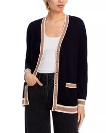 C by Bloomingdales Cashmere Cashmere Contrast Trim Cardigan at Bloomingdales