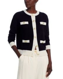 C by Bloomingdales Cashmere Contrast Trim Cashmere Cardigan - Exclusive Bloomingdales at Bloomingdales