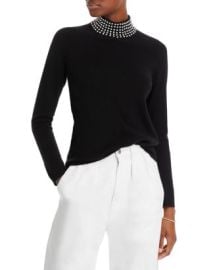 C by Bloomingdales Cashmere Faux Pearl Embellished Mock Neck Cashmere Sweater - 100 Exclusive Bloomingdales at Bloomingdales