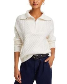 C by Bloomingdales Cashmere Quarter Zip Cable Knit Sweater - Exclusive Bloomingdales at Bloomingdales