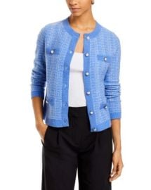 C by Bloomingdales Cashmere Tweed Stitch Crewneck Cardigan - 100 Exclusive Bloomingdales at Bloomingdales