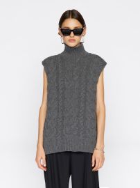 CABLE TURTLENECK VEST DARK GRIS HEATHER FRAME at Frame