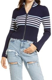 CALI BE Zip Front Crop Sweater at Nordstrom