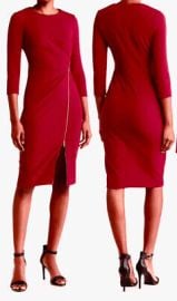 CALVIN KLEIN EXPOSED ZIPPER TRIM 34 SLEEVE SHEATH DRESS RED SIZE 12 NWT eBay at eBay