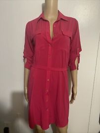 CALVIN KLEIN Mid-Length Dress Roll Tab Sleeve 2 Pink Polyester Womenaposs eBay at eBay