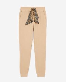 CAMEL-COLORED JOGGERS WITH LEOPARD FOULARD at The Kooples