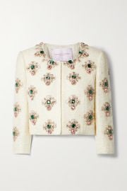 CAROLINA HERRERA Embellished embroidered tweed jacket NET-A-PORTER at Net a Porter