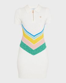 CASABLANCA Chevron Boucle Short-Sleeve Mini Polo Dress at Neiman Marcus