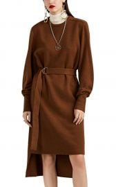 CASHMERE BELTED HIGH-LOW SWEATERDRESS at Barneys