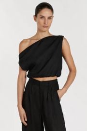 CASS BLACK LINEN CROP TOP Dissh at Dissh