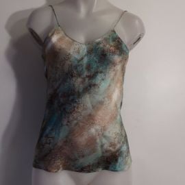 CATHERINE GEE Tops Womens Catherine Gee Taupe Blue Python Print Sleeveless Silk Cami Tank Top S Poshmark at Poshmark