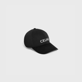 CELINE BASEBALL CAP IN DRILL COTTON - BLACK CELINE at Celine