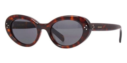 CELINE CL40193I 52A Dark Havana Oval Sunglasses With Grey Lenses - US at Pretavoir