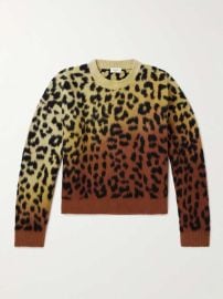 CELINE HOMME Cropped Leopard-Print Dgrad Brushed Cotton-Blend Sweater for Men MR PORTER at Mr Porter