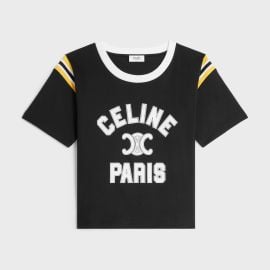 CELINE PARIS T-SHIRT IN COTTON JERSEY - BLACKYELLOWWHITE CELINE at Celine