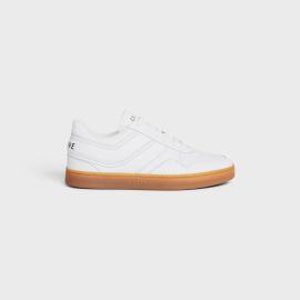 CELINE TRAINER LOW LACE-UP SNEAKER IN CALFSKIN - OPTIC WHITEBEIGE CELINE at Celine