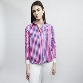 CENALI Striped cotton shirt with snaps at Maje