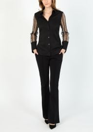 CERAMICA POPLIN WITH APPLIQUE TULLE SHIRT HILTON HOLLIS - Official Website at Hilton Hollis