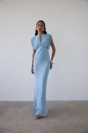 CERES MAXI DRESS IN SKY GEORGETTE CHIFFON at De La Vali