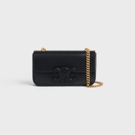 CHAIN SHOULDER BAG CUIR TRIOMPHE IN SHINY CALFSKIN - BLACK CELINE at Celine