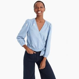 CHAMBRAY WRAP TOP IN STAR PRINT at J.Crew