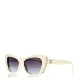 CHANEL Acetate Pearl Cat Eye CC Sunglasses 5481-H White 1357614 FASHIONPHILE at Fashionphile