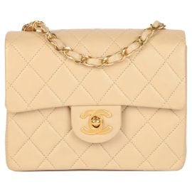 CHANEL Beige Quilted Lambskin Vintage Square Mini Flap Bag For Sale at 1stDibs chanel beige square mini chanel mini square beige chanel small flap beige at 1st Dibs