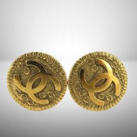 CHANEL CC Logo Round Clip-On Earrings Metal Gold Color W 25mm Auth Japan [Used] at eBay